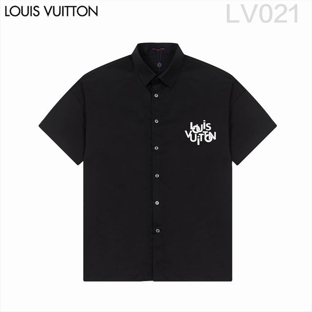 D Louis Vuitt*On路易威登 爆款来袭 经典logo印花短袖衬衫 2024Ss官网新款短袖 衬衫 衬衣，精美logo印花 高端版本，专柜定制面料 透