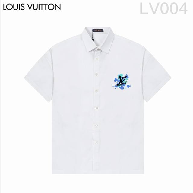 D Louis Vuitt*On路易威登 爆款来袭 经典logo印花短袖衬衫 2024Ss官网新款短袖 衬衫 衬衣，精美logo印花 高端版本，专柜定制面料 透