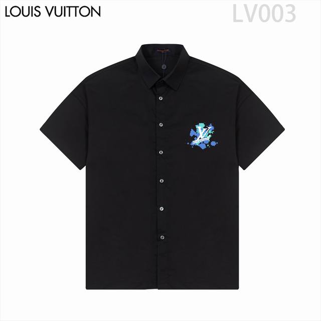 D Louis Vuitt*On路易威登 爆款来袭 经典logo印花短袖衬衫 2024Ss官网新款短袖 衬衫 衬衣，精美logo印花 高端版本，专柜定制面料 透