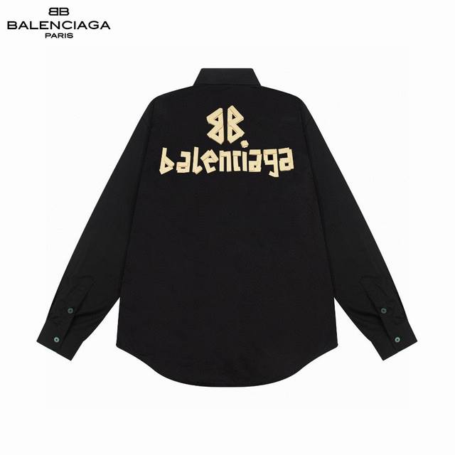 D Balenciaga 巴黎 爆款来袭 超强工艺 经典立体胶带烫压印logo长袖宽松版型衬衫 2024Ss官网新款长袖 衬衫 衬衣，精美立体logo 高端版本