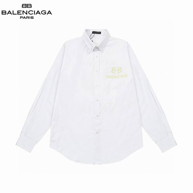 D Balenciaga 巴黎 爆款来袭 艺术气息~双b字母阳光照射变色logo印花长袖宽松版型衬衫 2024Ss官网新款长袖 衬衫 衬衣，精美手绘logo 高