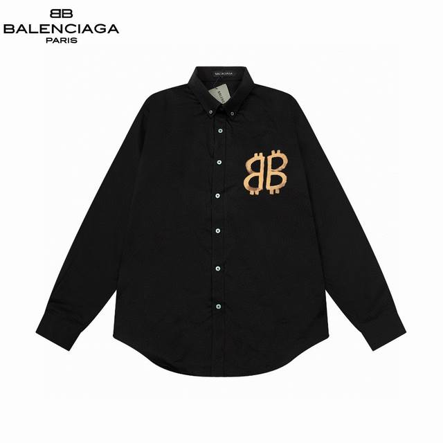 D Balenciaga 巴黎 爆款来袭 艺术气息~双bb手绘涂鸦logo长袖宽松版型衬衫 2024Ss官网新款长袖 衬衫 衬衣，精美手绘logo 高端版本，专