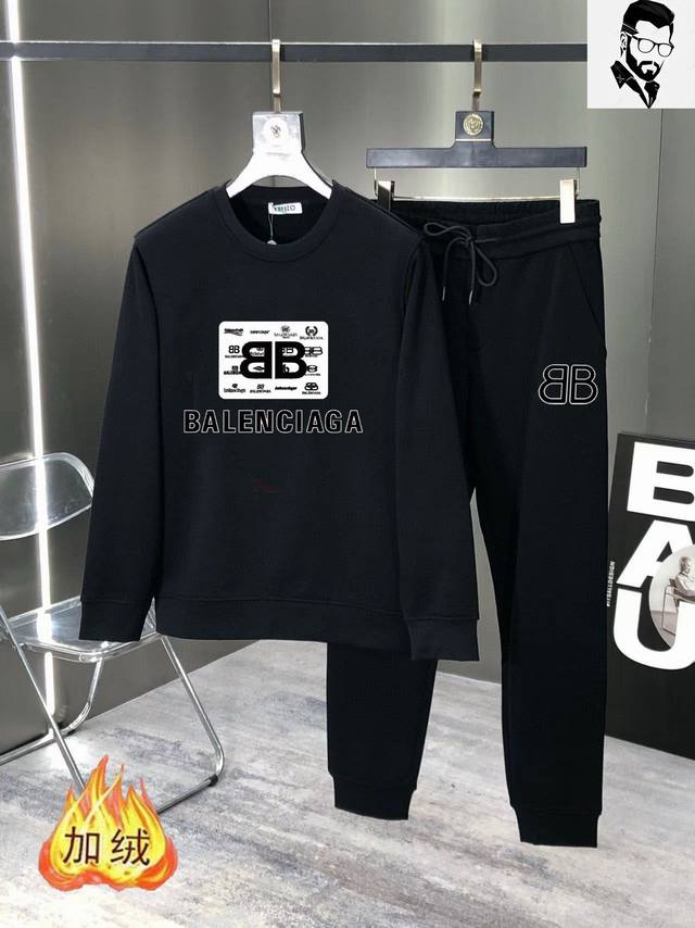 Balenciaga 巴黎世家 加绒加厚 2024秋冬新品 ，明星最爱时装味休闲套装，干净利落剪裁 ，都市风十足 采用精品定制面料，内里保暖效果极佳，手感软糯干