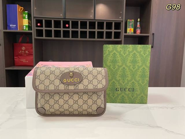 折叠礼盒飞机盒 Size: 24*16Cm Gucci 古奇 24新款 虎头腰包百搭款marmont 酷奇虎头印花 单肩包斜女包 美到无法无天的款式 今年简直引