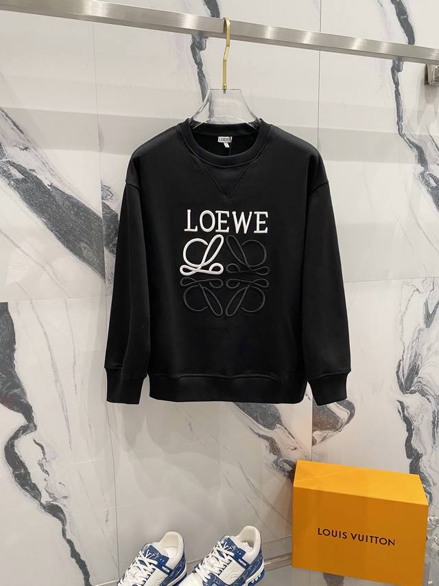 Loewe 罗意威 2024秋季圆领新款卫衣 经典撞色设计刺绣字母logo 原版面料 官方同款 400克 同缸染面料 手感非常舒服 百搭超级百搭好看 男女都非常