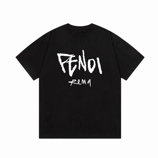 D 隔天到 Fendi 芬迪 字母直喷印花 Logo标识精致升级，灵感源自八十年代复古 原版面料 官方同款 短袖t恤 定制300克同缸染面料 手感非常舒服 春夏