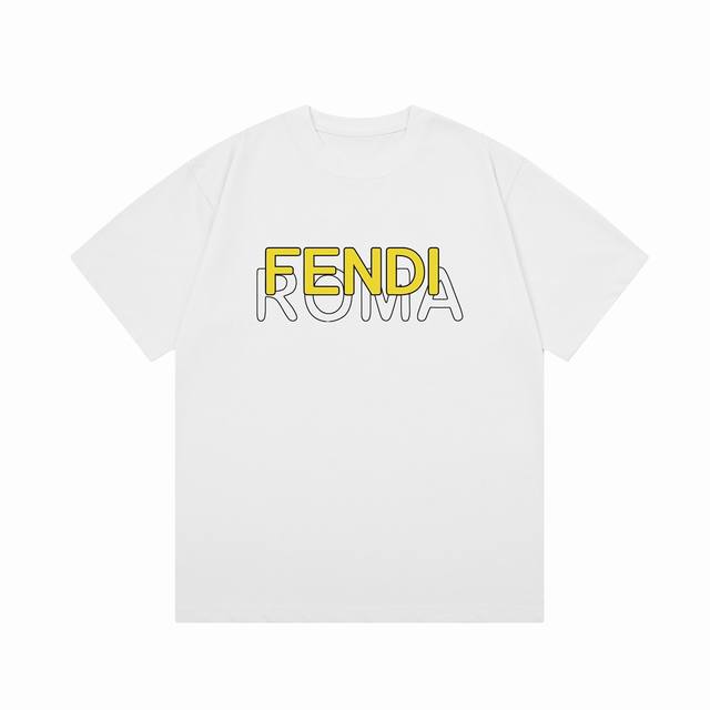 隔天到 Fendi 芬迪 双色字母直喷印花 Logo标识精致升级，灵感源自八十年代复古 原版面料 官方同款 短袖t恤 定制300克同缸染面料 手感非常舒服 春夏