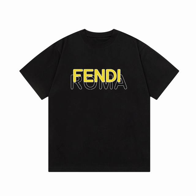 隔天到 Fendi 芬迪 双色字母直喷印花 Logo标识精致升级，灵感源自八十年代复古 原版面料 官方同款 短袖t恤 定制300克同缸染面料 手感非常舒服 春夏