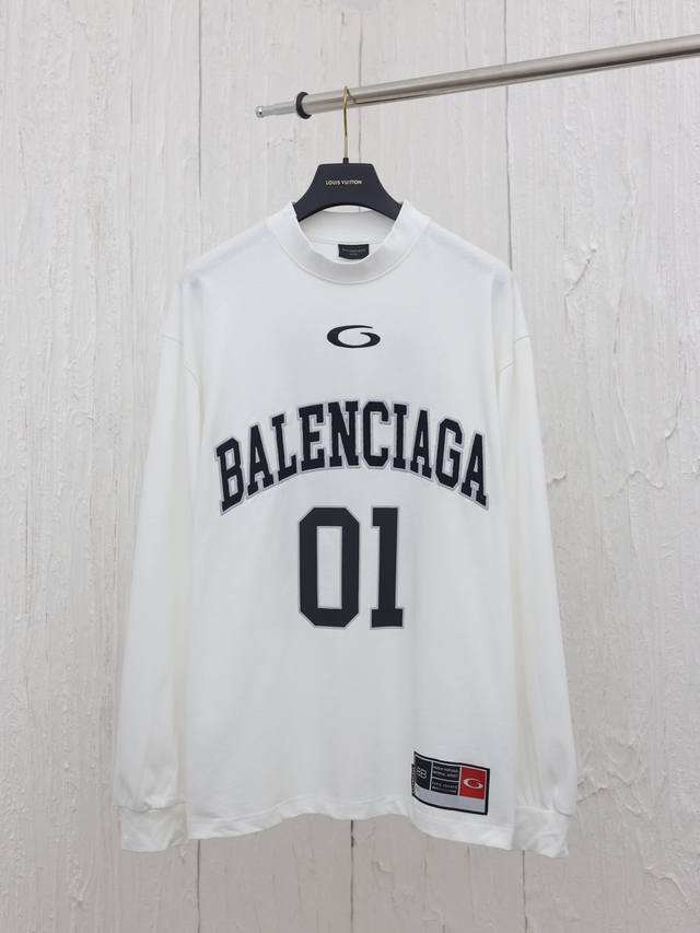 预售3天 Balenciag* 巴黎世家 25夏季新款 Basketball Series 刺绣01长袖t恤 Size：1 2 3 4