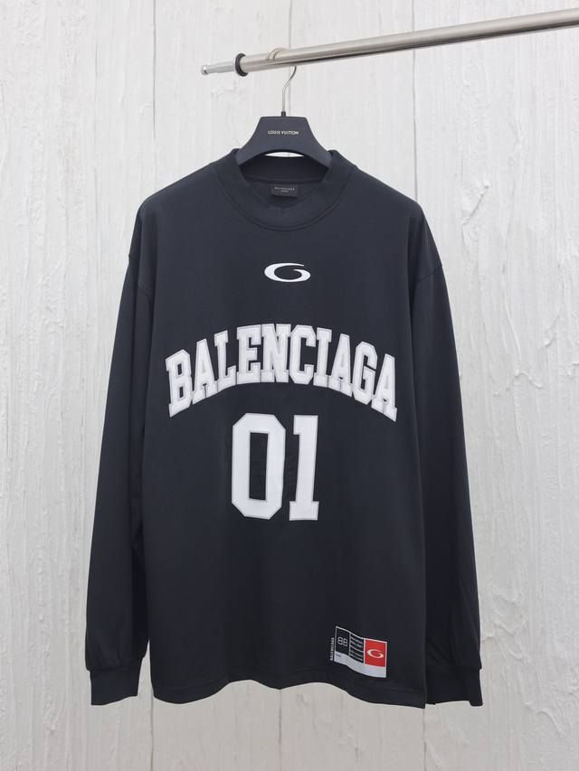 预售3天 Balenciag* 巴黎世家 25夏季新款 Basketball Series 刺绣01长袖t恤 Size：1 2 3 4