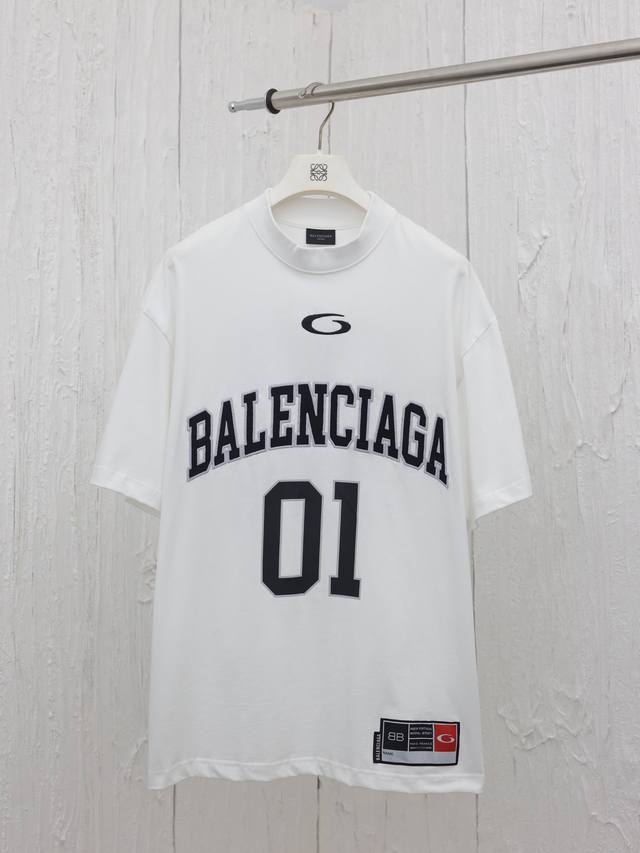 预售3天 Balenciag* 巴黎世家 25夏季新款 Basketball Series 刺绣01短袖t恤 Size：1 2 3 4