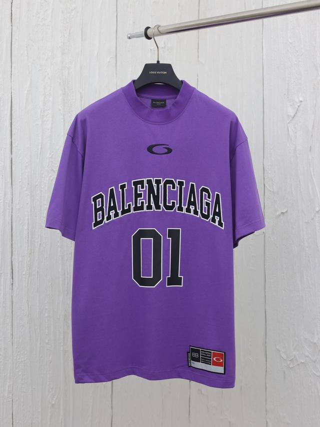 预售3天 Balenciag* 巴黎世家 25夏季新款 Basketball Series 刺绣01短袖t恤 Size：1 2 3 4