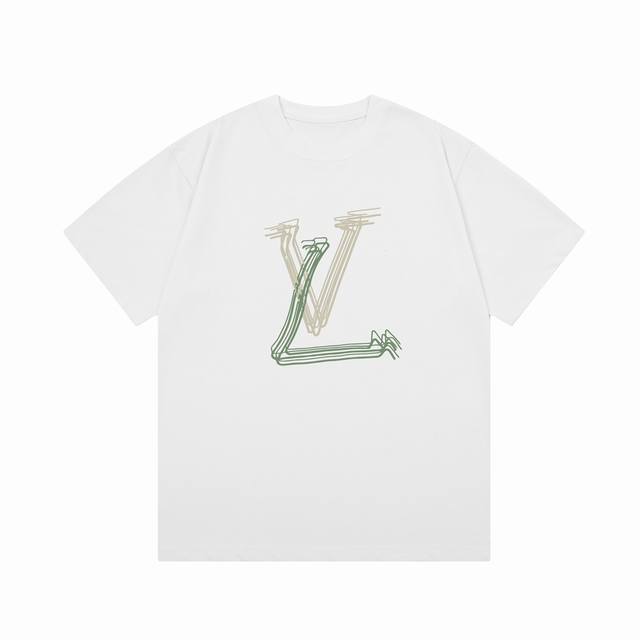 隔天到 Louis Vuitton 路易威登 涂鸦曲线字母印花 Logo标识精致升级，灵感源自八十年代复古 原版面料 官方同款 短袖t恤 定制300克同缸染面料