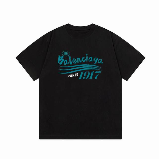 隔天到 Balenciaga 巴黎世家 1917字母印花 Logo标识精致升级，灵感源自八十年代复古 原版面料 官方同款 短袖t恤 定制300克同缸染面料 手感