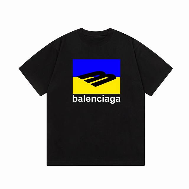 隔天到 Balenciaga 巴黎世家 字母拼色印花 Logo标识精致升级，灵感源自八十年代复古 原版面料 官方同款 短袖t恤 定制300克同缸染面料 手感非常