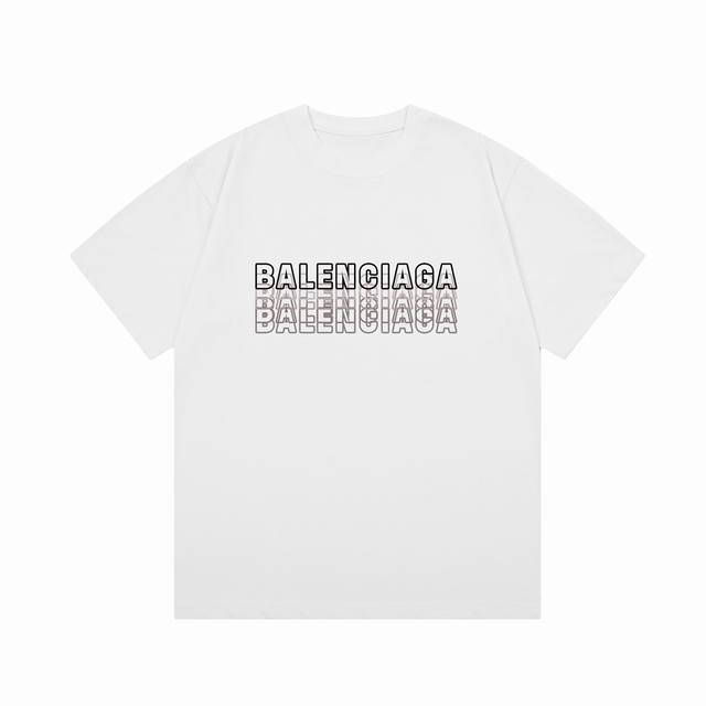 隔天到 Balenciaga 巴黎世家 重叠字母印花 Logo标识精致升级，灵感源自八十年代复古 原版面料 官方同款 短袖t恤 定制300克同缸染面料 手感非常