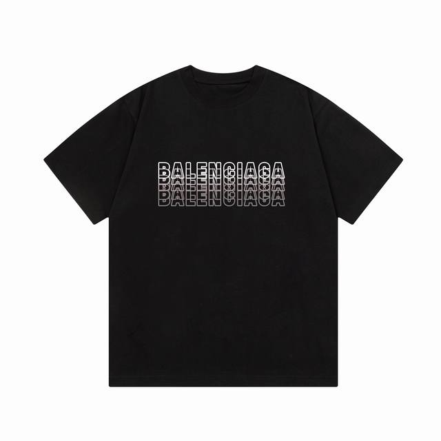 隔天到 Balenciaga 巴黎世家 重叠字母印花 Logo标识精致升级，灵感源自八十年代复古 原版面料 官方同款 短袖t恤 定制300克同缸染面料 手感非常