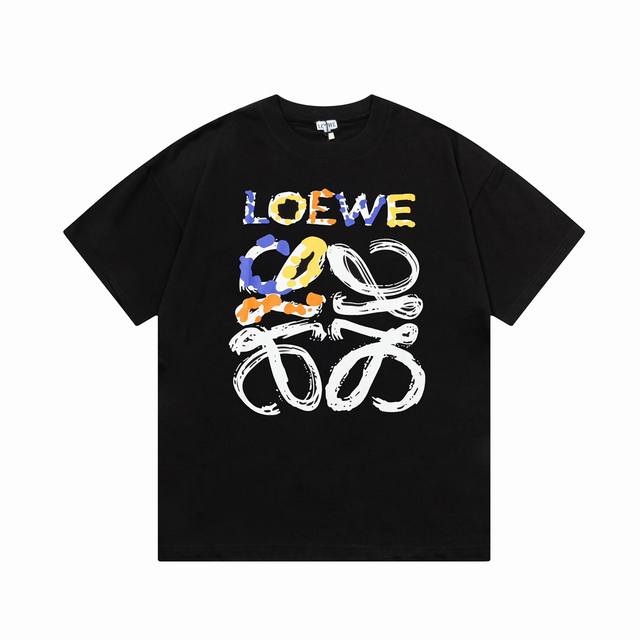 Loewe 罗意威 彩色大涂鸦手绘 大logo精致升级，灵感源自八十年代复古 原版面料 官方同款 短袖t恤 定制260克同缸染面料 手感非常舒服 春夏最新砖柜同