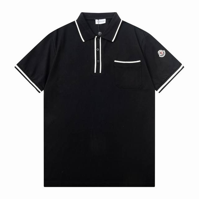 Moncler 蒙口 黑白领拼色polo衫 升级，灵感源自八十年代复古 原版面料 官方同款 定制 同缸染面料 手感非常舒服 春夏最新砖柜同步 时尚又个性 超级百