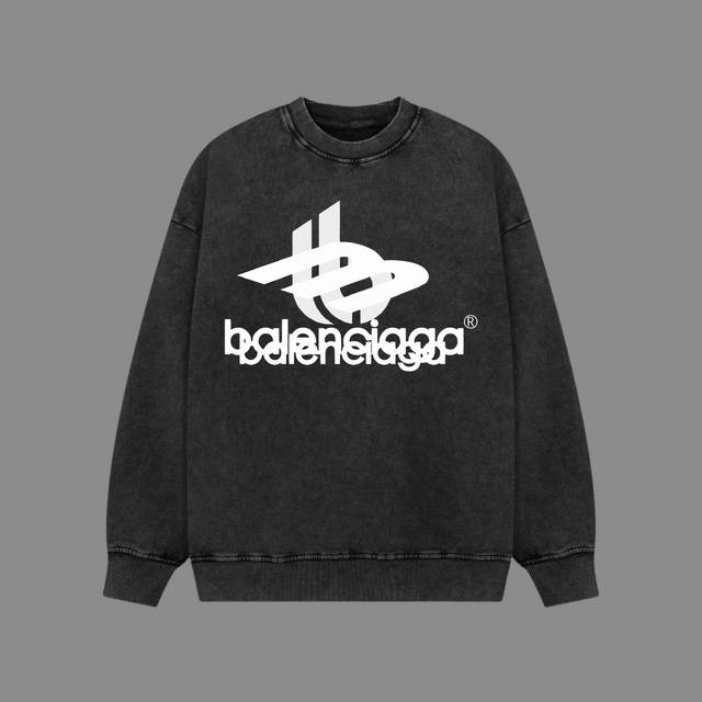 高端品质 Balenciaga 2024Ss秋冬装 洗水雪花系列 拼色标识 圆领卫衣 采用进口康丽数码直喷印花 定染高品质潮牌400G大毛圈面料 成衣件染洗水炒