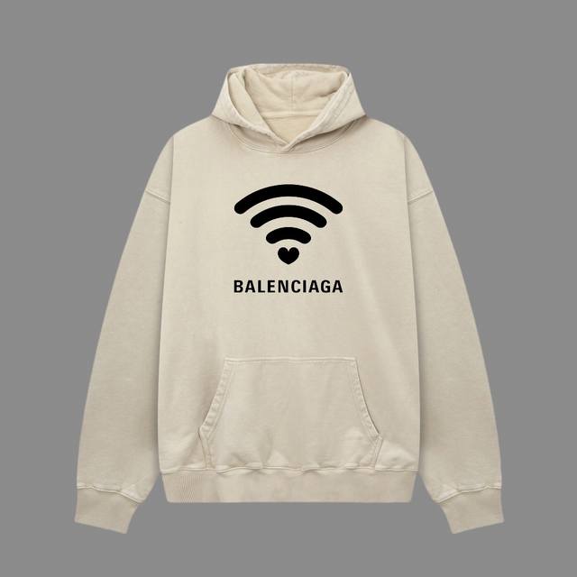 D 高端品质 Balenciaga 2024Ss秋冬装 洗水雪花系列 Wifi 连帽卫衣 采用进口康丽数码直喷印花 定染高品质潮牌400G大毛圈面料 成衣件染洗