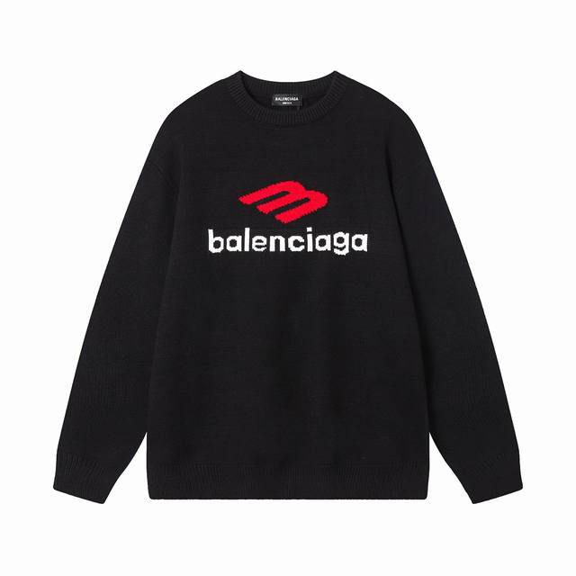 Balenciaga 巴黎世家毛衣前后通图案针织衫宽松os版 客供进口毛衣面料 山羊毛原料纱线 7针进口编织机制造 颜色定染 优质重磅高品 抗静电性与伸缩性及保