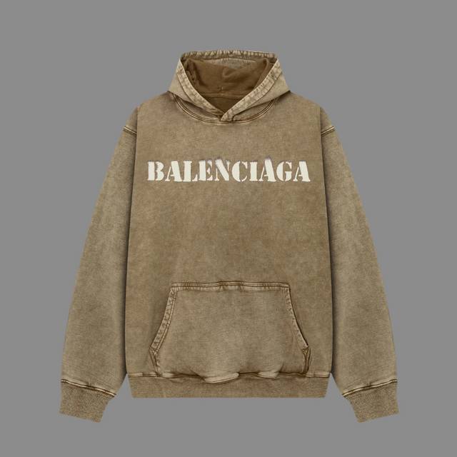 高端品质 Balenciaga 2024Ss秋冬装 洗水雪花系列 字体logo 连帽卫衣 采用进口康丽数码直喷印花 定染高品质潮牌400G大毛圈面料 成衣件染洗