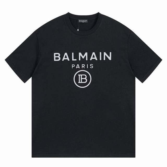 Balman 巴尔曼圆领短袖 简约立体字母印花logo标识精致升级， 原版面料 官方同款 260克双股大毛圈面料同缸染面料 手感非常舒服 春夏最新砖柜同步 时尚