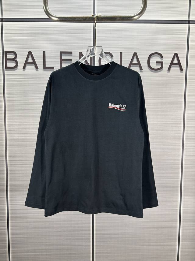 D 2024秋冬balenciaga巴黎长袖官方原版,刺绣波浪字母logo 克重320克 手感松软细腻又比一般棉布料扎实，舒适透气不易变形，采用进口田岛绣花机亚