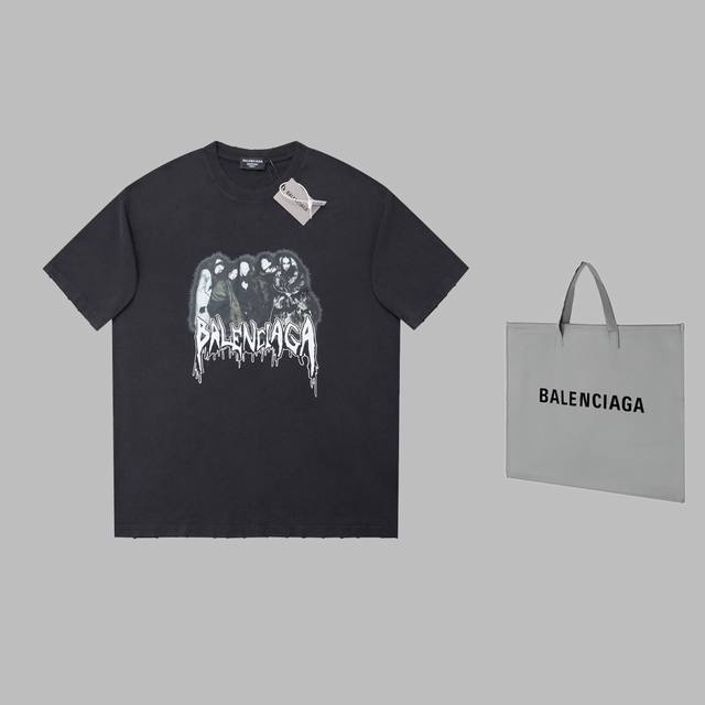 可配手提袋5 巴黎世家 Balenciaga Blcg 25Ss早春新款 做旧印花短袖 轻奢主义 男女日常通勤穿搭必备单品 正确版本 欢迎对比 详细特征 280