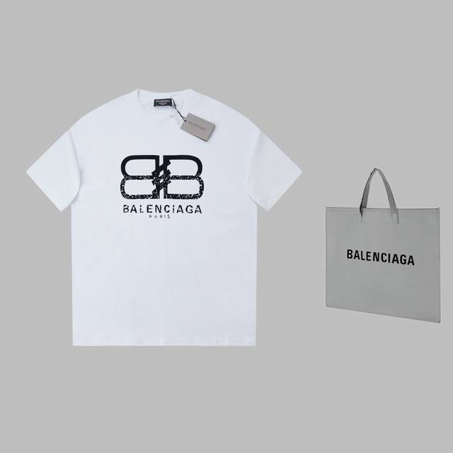 可配手提袋5 巴黎世家 Balenciaga Blcg 25Ss早春新款 植绒字母logo印花短袖 轻奢主义 男女日常通勤穿搭必备单品 正确版本 欢迎对比 详细