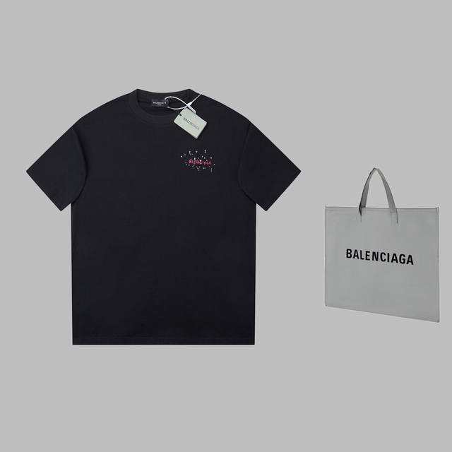 可配手提袋5 巴黎世家 Balenciaga Blcg 25Ss早春新款 涂鸦手绘字母logo印花短袖 轻奢主义 男女日常通勤穿搭必备单品 正确版本 欢迎对比