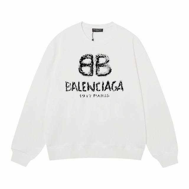 3405# Balenciaga巴黎世家400克印花圆领大毛圈卫衣 1：1对版面料400克毛圈高克重纯棉，提前做过预缩水1X1双纱怎么洗都不会变形，正确版本吊牌