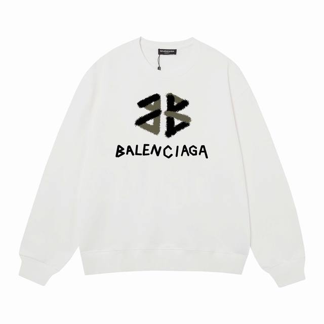 3430# Balenciaga巴黎世家400克印花圆领大毛圈卫衣 1：1对版面料400克毛圈高克重纯棉，提前做过预缩水1X1双纱怎么洗都不会变形，正确版本吊牌