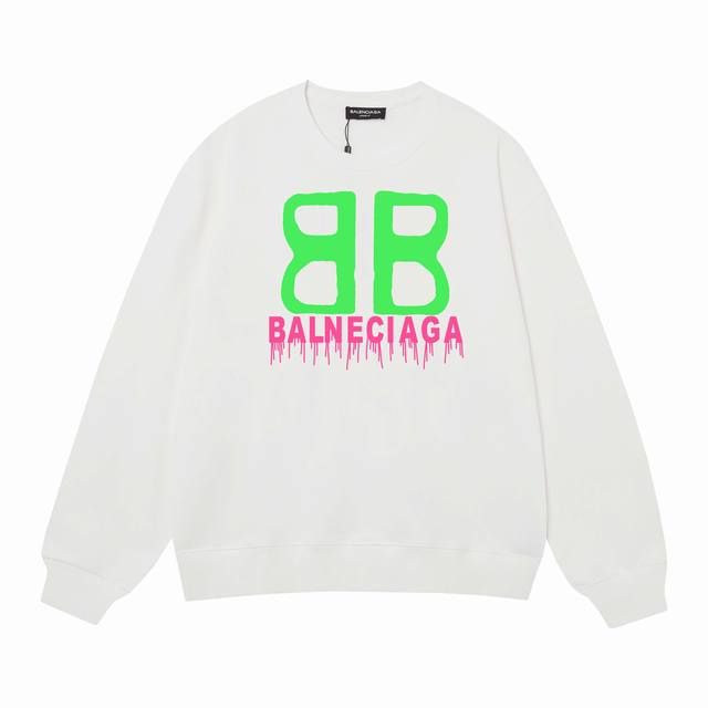 3426# Balenciaga巴黎世家400克印花圆领大毛圈卫衣 1：1对版面料400克毛圈高克重纯棉，提前做过预缩水1X1双纱怎么洗都不会变形，正确版本吊牌