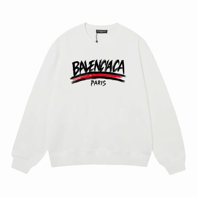 3499# Balenciaga巴黎世家400克印花圆领大毛圈卫衣 1：1对版面料400克毛圈高克重纯棉，提前做过预缩水1X1双纱怎么洗都不会变形，正确版本吊牌