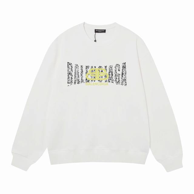 3487# Balenciaga巴黎世家400克印花圆领大毛圈卫衣 1：1对版面料400克毛圈高克重纯棉，提前做过预缩水1X1双纱怎么洗都不会变形，正确版本吊牌