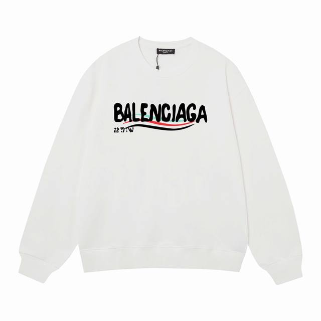 3486# Balenciaga巴黎世家400克印花圆领大毛圈卫衣 1：1对版面料400克毛圈高克重纯棉，提前做过预缩水1X1双纱怎么洗都不会变形，正确版本吊牌