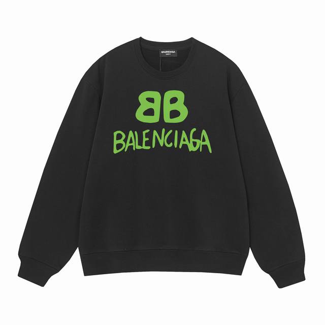 3458# Balenciaga巴黎世家400克印花圆领大毛圈卫衣 1：1对版面料400克毛圈高克重纯棉，提前做过预缩水1X1双纱怎么洗都不会变形，正确版本吊牌