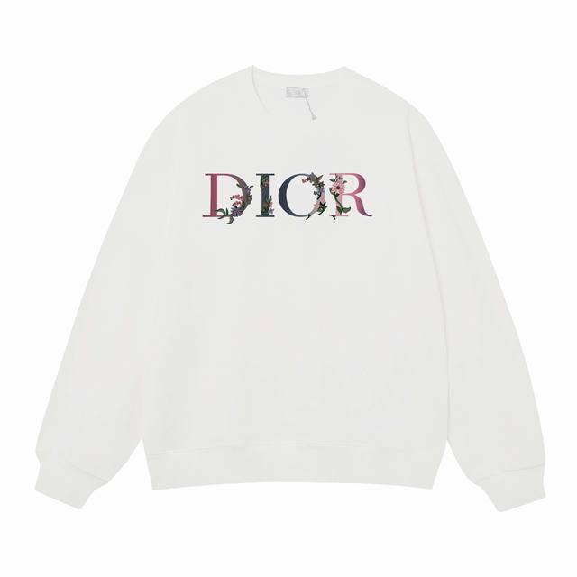 3524# 迪奥dior400克印花圆领大毛圈卫衣 1：1对版面料400克毛圈高克重纯棉，提前做过预缩水1X1双纱怎么洗都不会变形，正确版本吊牌，领标，水洗麦，