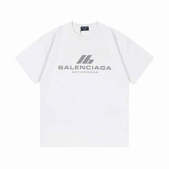 Balenciaga 巴黎世家 2025早春新款 定制270G双纱纯棉面料 已洗水处理 不变形 不掉色 3M反光激光刻字logo 男女同款 短袖t恤 颜色：白色