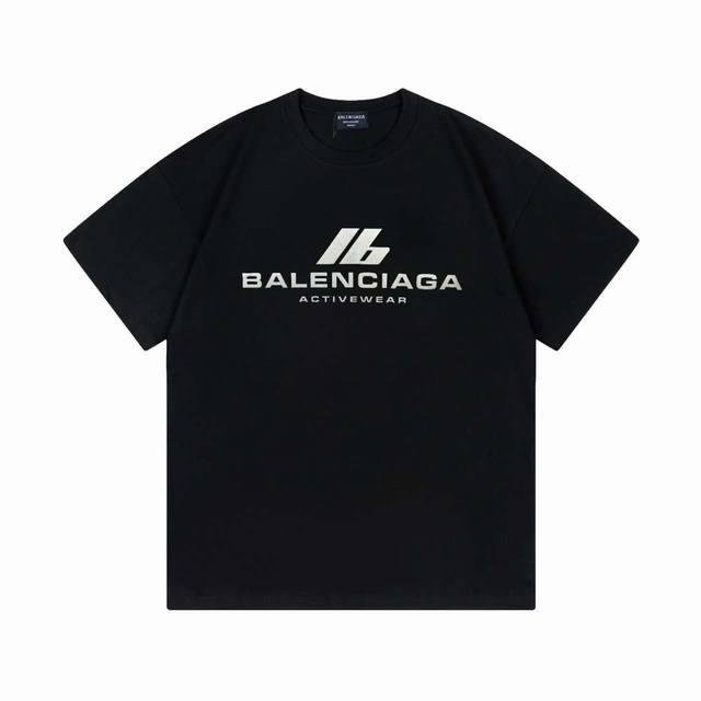 Balenciaga 巴黎世家 2025早春新款 定制270G双纱纯棉面料 已洗水处理 不变形 不掉色 3M反光激光刻字logo 男女同款 短袖t恤 颜色：黑色