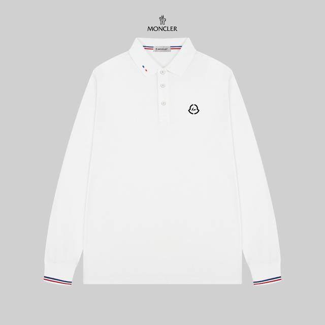 Moncler 蒙口官网款翻领长袖polo衫。 简约而不失精炼风范的t恤.缔造现代优雅造型的最佳单品.渠道精品 客供piquet气孔纤维珠地棉面料,堪称“会呼吸