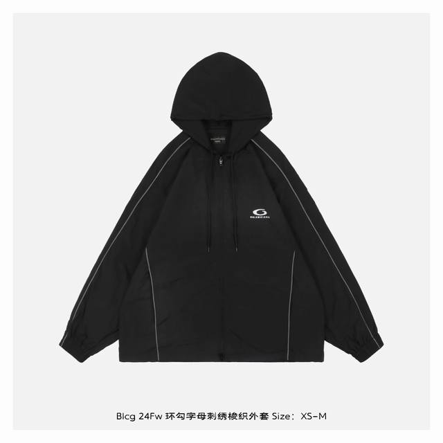 Balenciaga 巴黎世家 24Fw 环勾字母刺绣梭织外套 原21,500购入，面料采用210T 145Gsm消光微褶尼龙四面弹塔丝隆，裁剪之前做了防水涂层