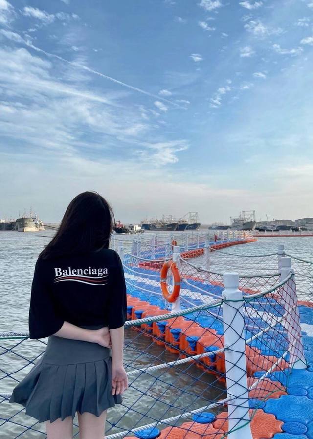 刺绣款 全年不下架 面料350克 Balenciaga 巴黎世家2024 Ss 经典可乐海浪刺绣短袖t恤 本市场no.1的质量 真正天花板品质 全部原版开发注意