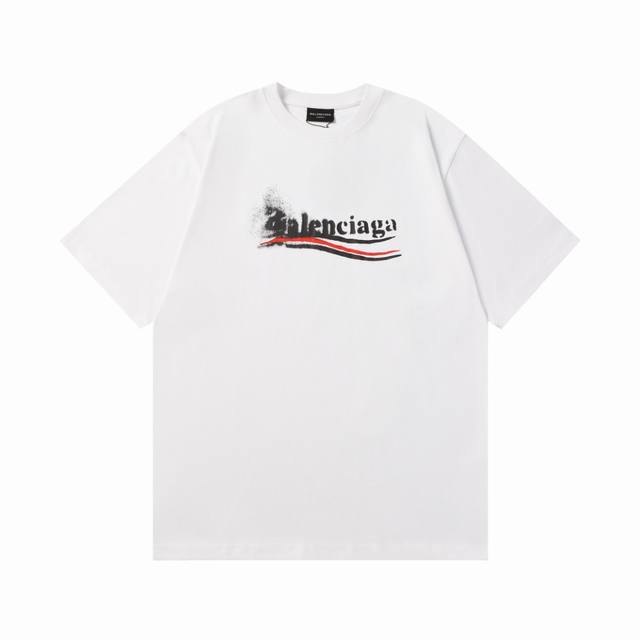 全年不下架 面料350克 Balenciaga巴黎世家上新 顶级复刻 高端定制 - Balenciaga 巴黎世家 新款模糊可乐泼墨印花logo短袖袖t - 颜