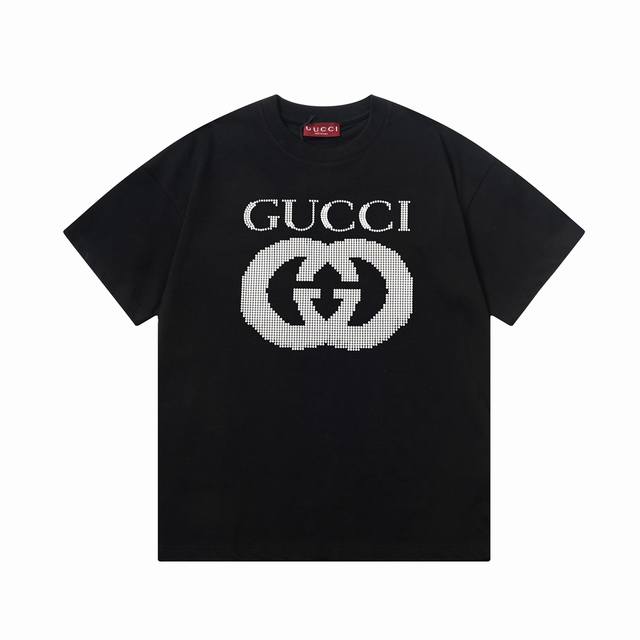 Gucci 古驰 圆点双g字母印花 Logo标识精致升级，灵感源自八十年代复古 原版面料 官方同款 短袖t恤 定制260 克同缸染面料 手感非常舒服 春夏最新砖