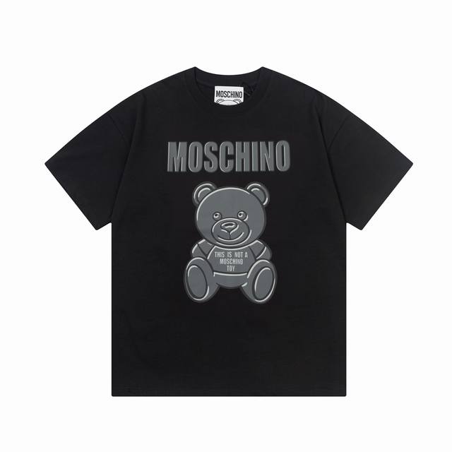 Moschino 莫斯奇诺 暗黑小熊字母印花 Logo标识精致升级，灵感源自八十年代复古 原版面料 官方同款 短袖t恤 定制260克同缸染面料 手感非常舒服 春