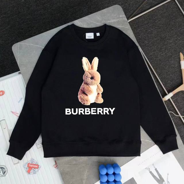 Burberry 巴宝莉印花圆领毛圈卫衣 1:1对版面料420克毛圈高克重百分百纯棉 提前做过预缩水1×1双纱洗一辈子都不会变形的 男女同款 官网细节 毛绒兔子