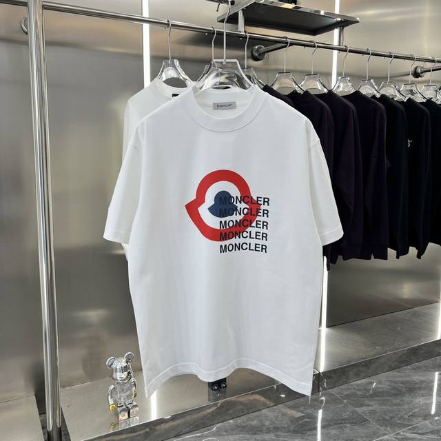 Moncler 蒙口 2024秋冬新款 320克短袖t恤 金属点缀男女同款 S M L Xl Xxl 五个码 黑色 白色